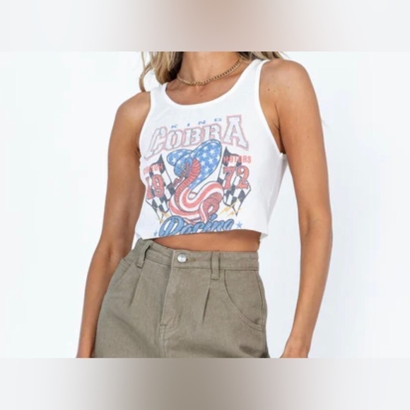 Princess Polly Tops - Princess Polly King Cobra Snake White Crop Tank Top Size 2 NWT Womens Small
